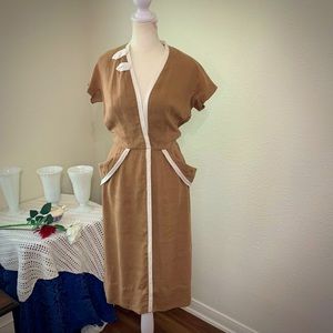Vintage ‘40s Tootal’s Linen Day Dress, Sz S